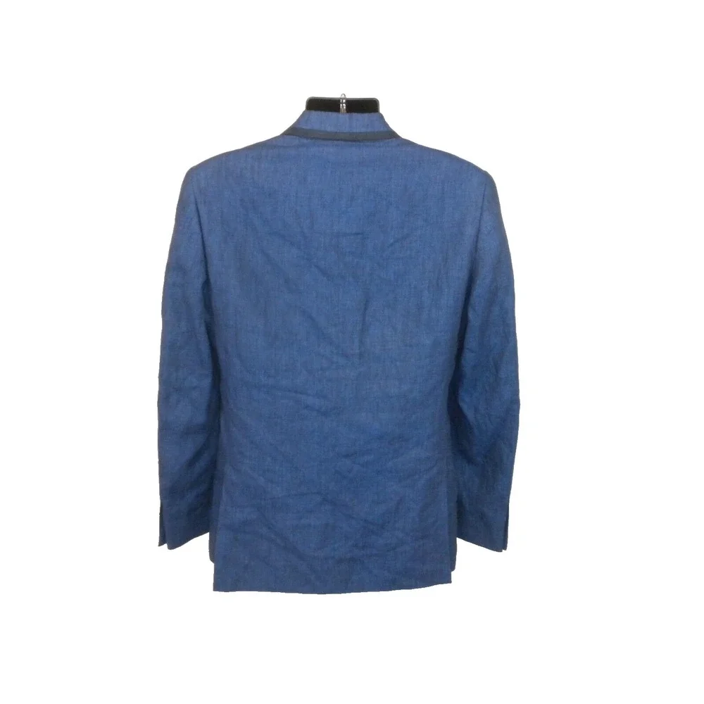 Savile‎ Row Sport Coat 36R Blue Linen 2 Button Dual Vent Lined Blazer Jacket